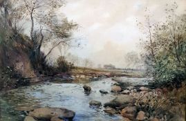 Austin Winterbottom (1860-1919) Watercolour By the river, signed lower right, 36 x 53cm