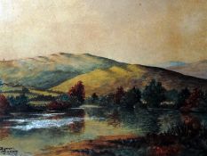 Bert Rimmer(?) Watercolour drawing Moorland lake scene, signed and dated 14-4-19 and three other w