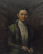 Late 19th century English School Oils on canvas Pair of portraits of lady and gentleman, the