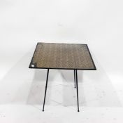 1950's style square coffee table by Baxter, on black painted metal supports