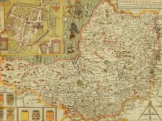 Colour map of Somersetshire with inset map of 