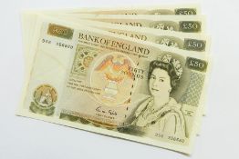 4 x G M Gill 1988-1991 fifty pound notes