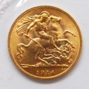 1914 gold half sovereign