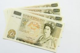 4 x G M Gill 1988-1991 fifty pound notes