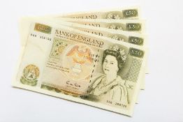 4 x G M Gill 1988-1991 fifty pound notes