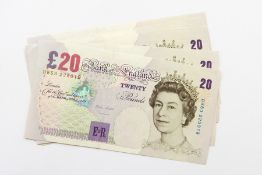 10 x M Lowther 1999-2003 twenty pound notes