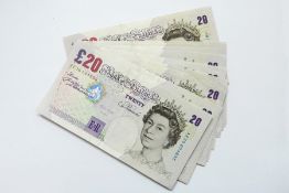 10 x M Lowther 1999-2003 twenty pound notes