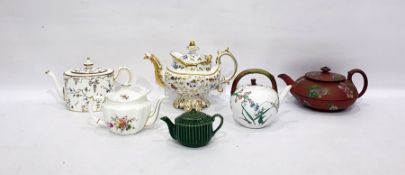 Early Victorian style porcelain teapot of rococo design, gilt and floral, Georgian style porcelain