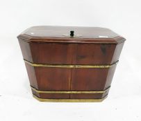 19th century mahogany cellarette, rectangular with cut-off corners and tapering, having inset