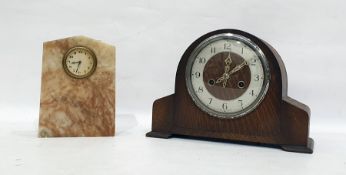Mid 20th century Enfield mantel clock in oak case and another mantel clock in marble case (2)