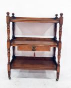 19th century three-tier mahogany buffet with turned ball finials above a three-quarter galleried