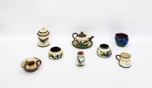 Nine various pieces of Torquayware having typical decoration (9)