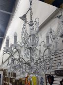 12-branch electrolier with heavy glass drops