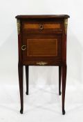 Marble top French pot cupboard, the moulded edge above single drawer and cupboard door, with gilt