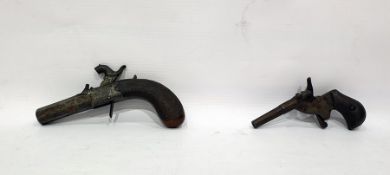 Early 20th century German pocket pistol by Anschutz, marked 'JGA DRGM' and a percussion cap pocket