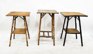 Three bamboo framed side tables, two with under-tiers (3)