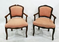 Pair of 20th century Stuart Jones French style fauteil upholstered in pink (2)