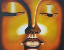 Pop Art school  Oil on canvas  Portrait of a blonde, 40cm square (unframed)  Stylised study of a