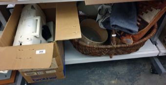 Brother sewing machine together with basket, cushion, etc