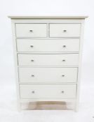 20th century cream painted chest of two short over four long drawers, to straight square section