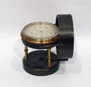 Reynolds Birmingham wind gauge with fan in green-finish metal case to brass pillars