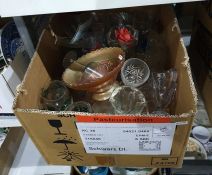 Box of glassware to include wine glasses, jugs, etc
