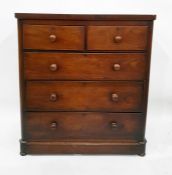 Victorian mahogany chest of two short and three long graduated drawers, on plinth base, 102cm