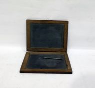 Victorian two-panel writing slate, wood-bound, used by the vendor's father at school c.1899-1900.