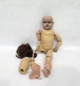 Diamond pottery bisque headed doll, ball jointed composition body, marked DPC 161-9, 53cm high