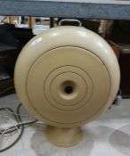 Vintage circular Barber health lamp with original instructions and tinted goggles