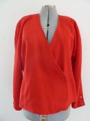 Armani dark blue wool jacket and jumper, a Jean Muir dark blue skirt, a Jean Muir red wool blazer