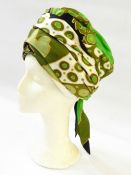 Vintage Dior silk scarf turban, the scarf marked 'Christian Dior'