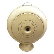 Vintage circular Barber health lamp with original instructions and tinted goggles with a vintage Pye