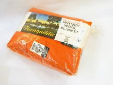 Two unused Witney wool blankets in original package, orange (2)
