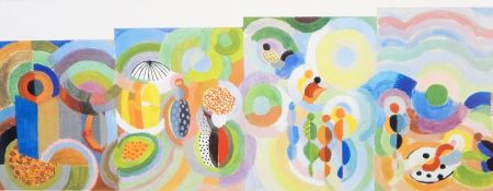 After David Hockney  Modern colour print as poster  Roof study, 75cm x 63cm  After Sonya Delannay