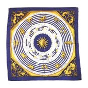 Hermes silk scarf designed by Francoise Faconnet (1963),  'Dies et Hore'  signs of the Zodiac ( no