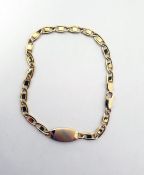 Italian gold bracelet marked 750, with fancy oval links and central matt three-colour gold oval,