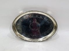 George III silver teapot stand by Alexander Field, London 1796, of oval form with bright cut