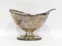 Victorian silver sugar basket by Andrew Crespel & Thomas Parker, London 1853, of oval form, engraved