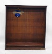 Old oak open bookcase with reeded moulding to cornice and sides, adjustable shelves, on a plinth