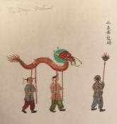 Circa 1930 Chinese watercolours on rice paper featuring different scenes including the 