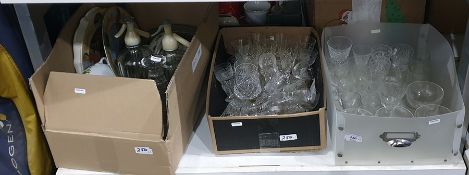 Two vintage soda syphons marked 'Schweppes Limited', assorted glassware and ceramics (3 boxes)