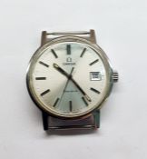 Omega Geneve stainless steel gent's wristwatch with manual wind movement, silver dial and baton