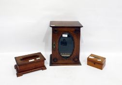 20th century oak smoker's cabinet with glazed oval panel to the door, part fitted interior with