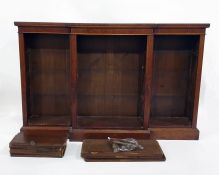 Victorian mahogany breakfront open bookcase with adjustable shelves, raised on a plinth base,