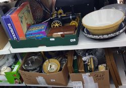 Six boxed silver plated goblets by Butler, assorted ceramics and glassware, ornaments, new