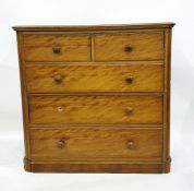 Late 19th/early 20th century satin walnut chest of two short and three long drawers, to plinth base,