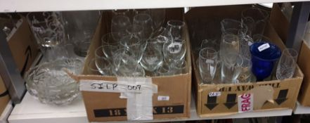 Large quantity of assorted glass including wines, flutes, water jugs, fruit bowls, vases, etc (3