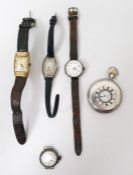 Silver half-hunter pocket watch, the enamel dial inscribed 'Elgin', with Roman numerals and