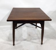 Pair of oak square top tables, on square tapering legs, with cross stretchers, 90cms